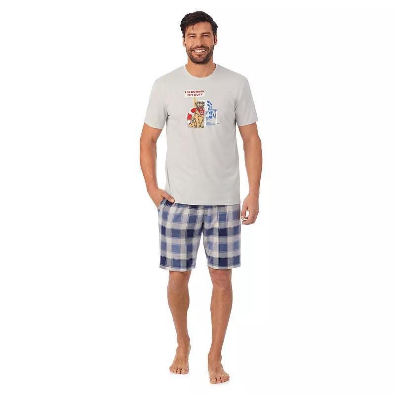 Mens Cuddl Duds Short Sleeve Graphic Pajama Tee & Printed Pajama Shorts Set Product Image