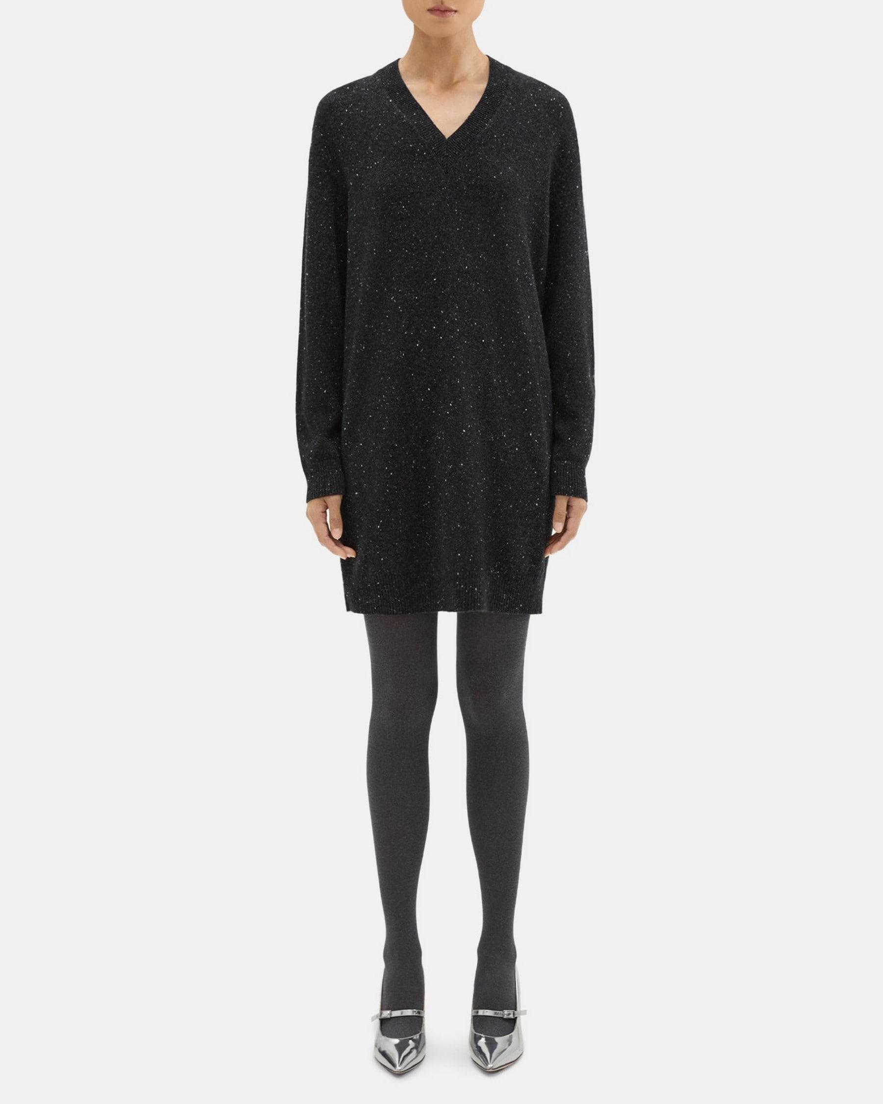 V-Neck Sweater Dress in Donegal Wool-Cashmere Product Image