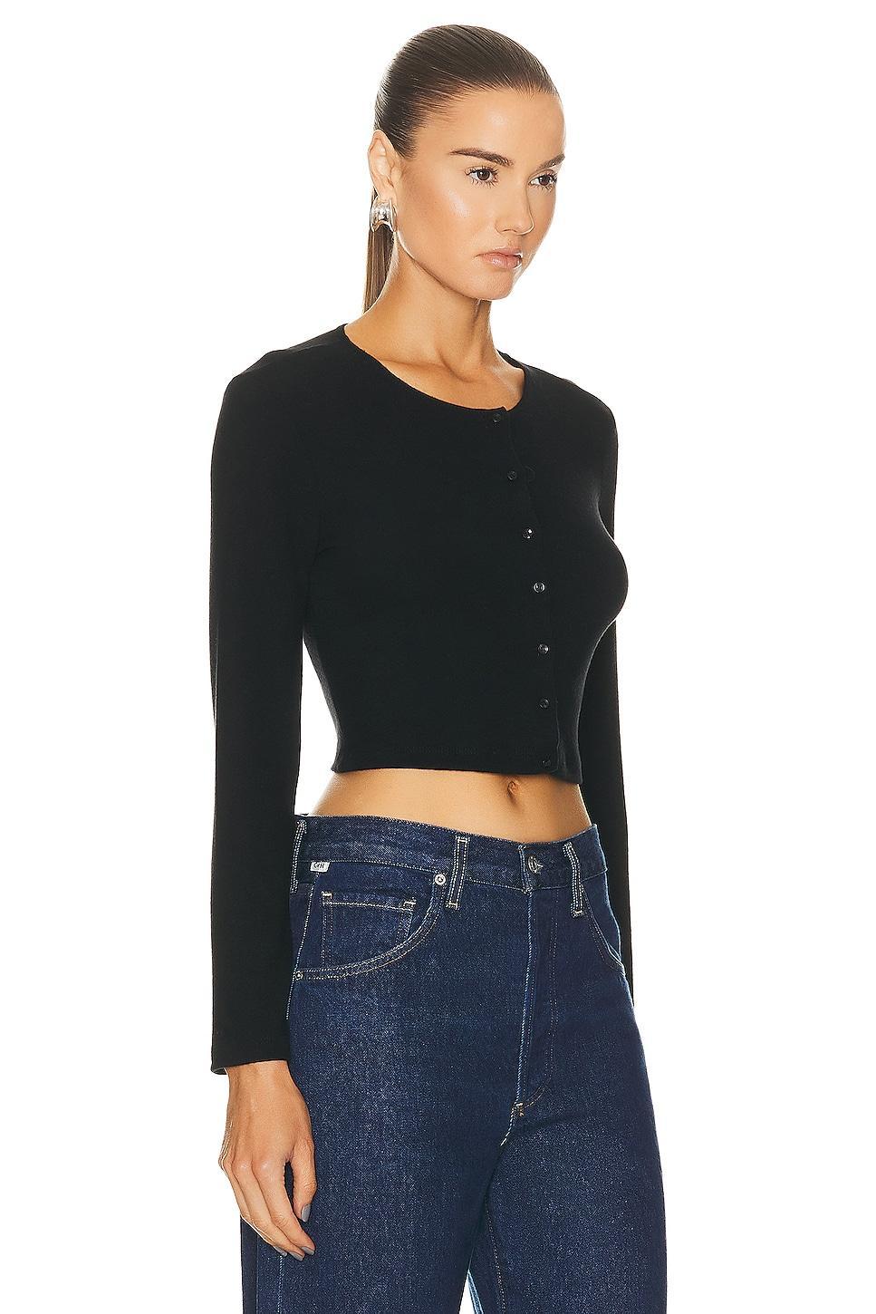 LESET Lauren Crop Cardigan in Black Product Image