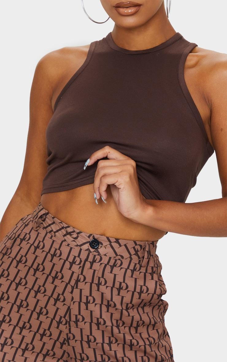 Basic Chocolate  Jersey Racerback Crop Top Product Image