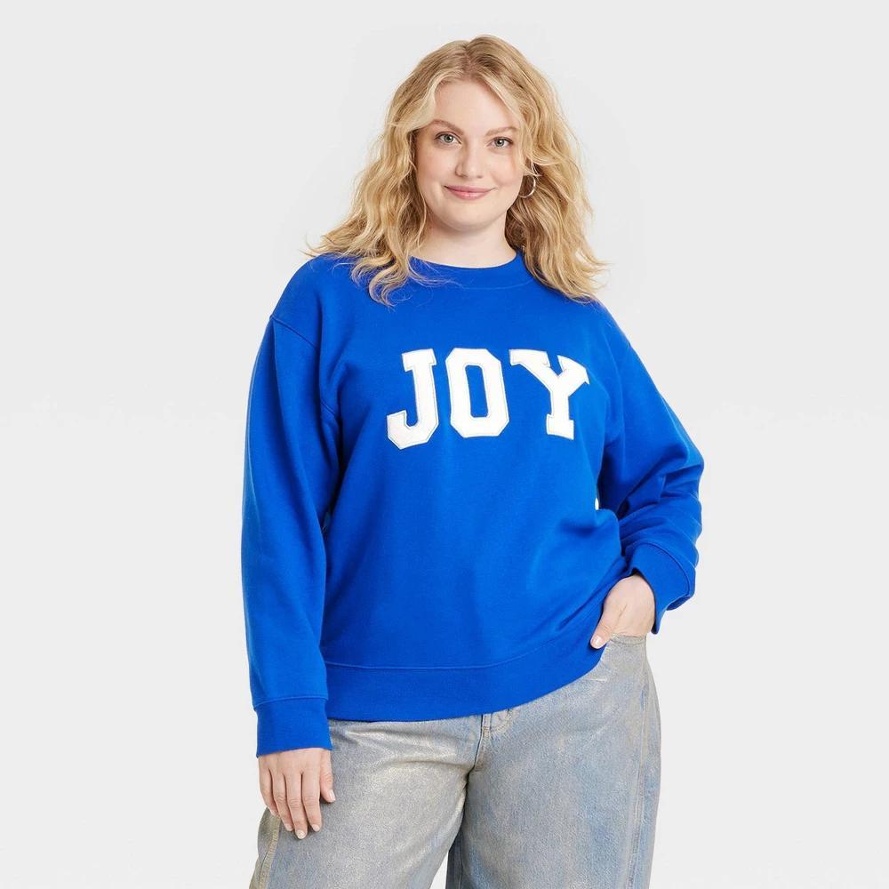 Womens Leisure Studio Graphic Sweatshirt - Universal Thread Blue Letters XXL Product Image