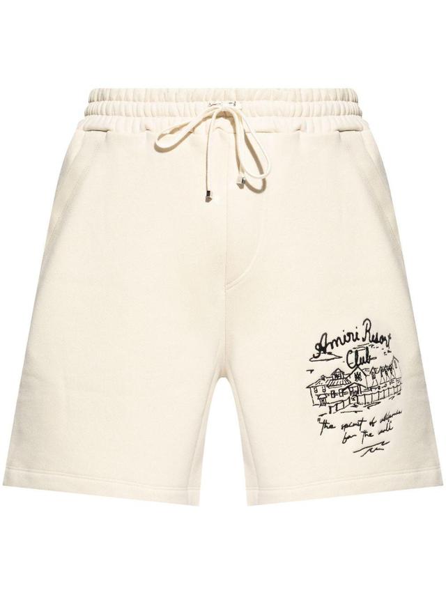 Embroidered Logo Shorts In Neutrals Product Image