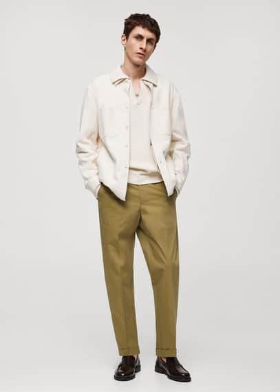 MANGO MAN - Straight-fit cotton pants olive greenMen Product Image