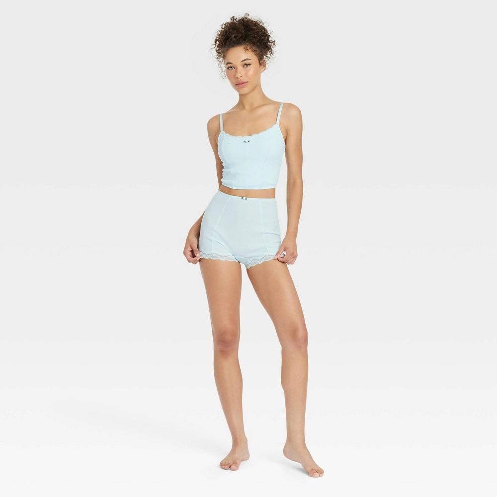 Women's Waffle Boy Shorts - Colsie™ Blue XS Product Image