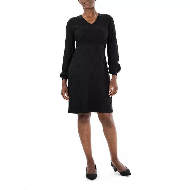 Womens Nina Leonard Textured Balloon Sleeve Sweaterdress Product Image