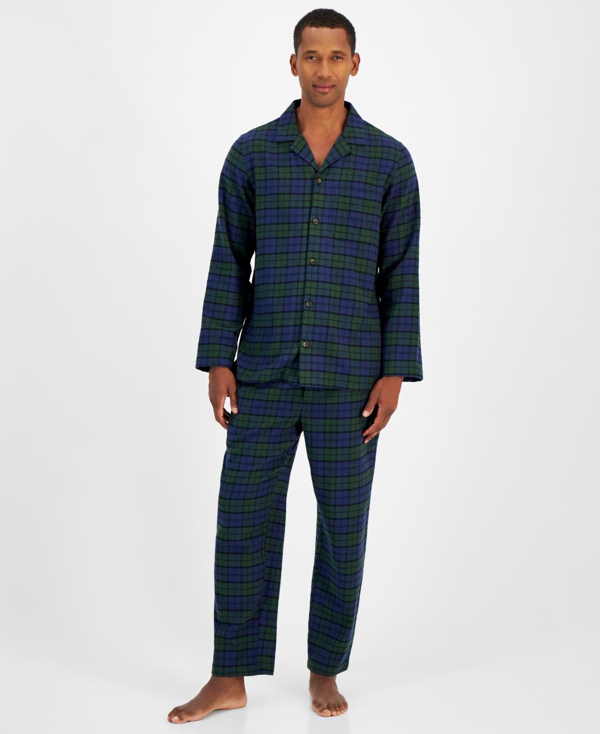 Club Room Mens 2-Pc. Sato Plaid Flannel Pajama Set, Created for Macys Product Image