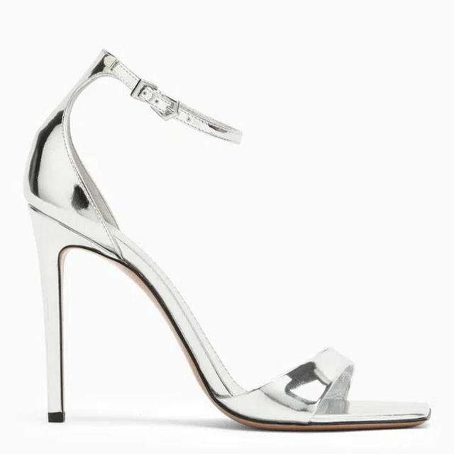 High Silver Leather Sandal In Metal Product Image