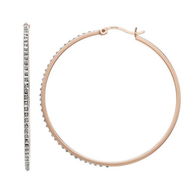 Diamond Mystique Round Hoop Earrings, Womens, 18k Rose Gold Over Product Image