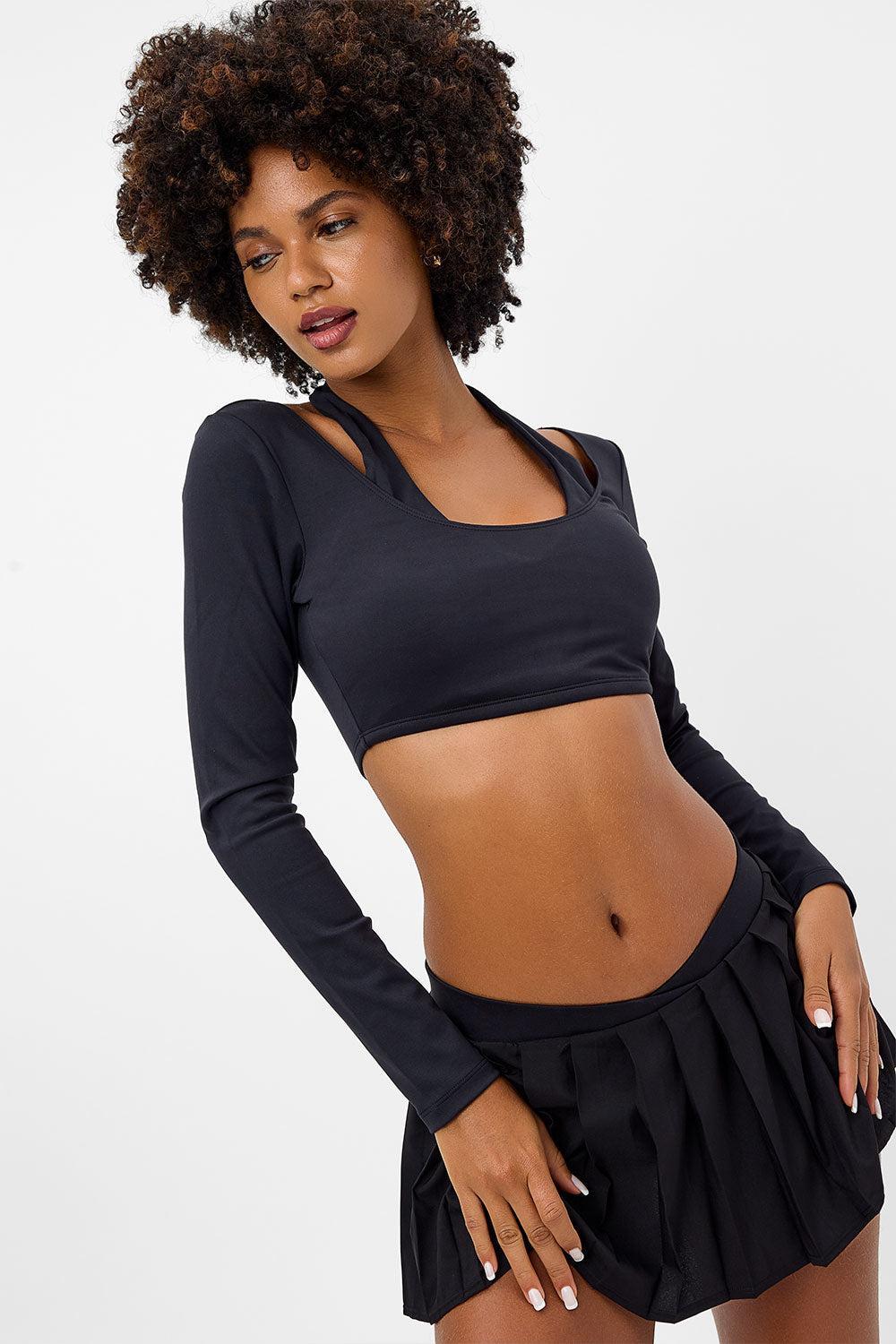 Speedy Long Sleeve Crop Top - Black Product Image