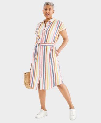 Women's Cotton Gauze Short-Sleeve Shirt Dress, Created for Macy's Product Image