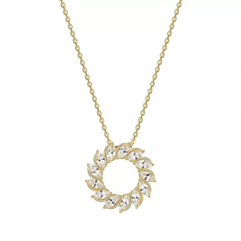 18K Gold Over Silver Created White Sapphire Starburst Pendant, Womens Gold Tone Product Image