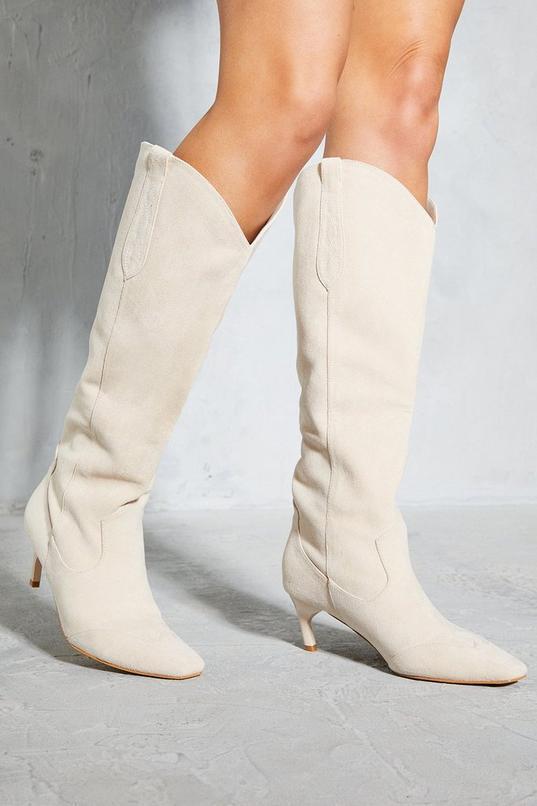 Faux Suede Western Low Heel Boots product image