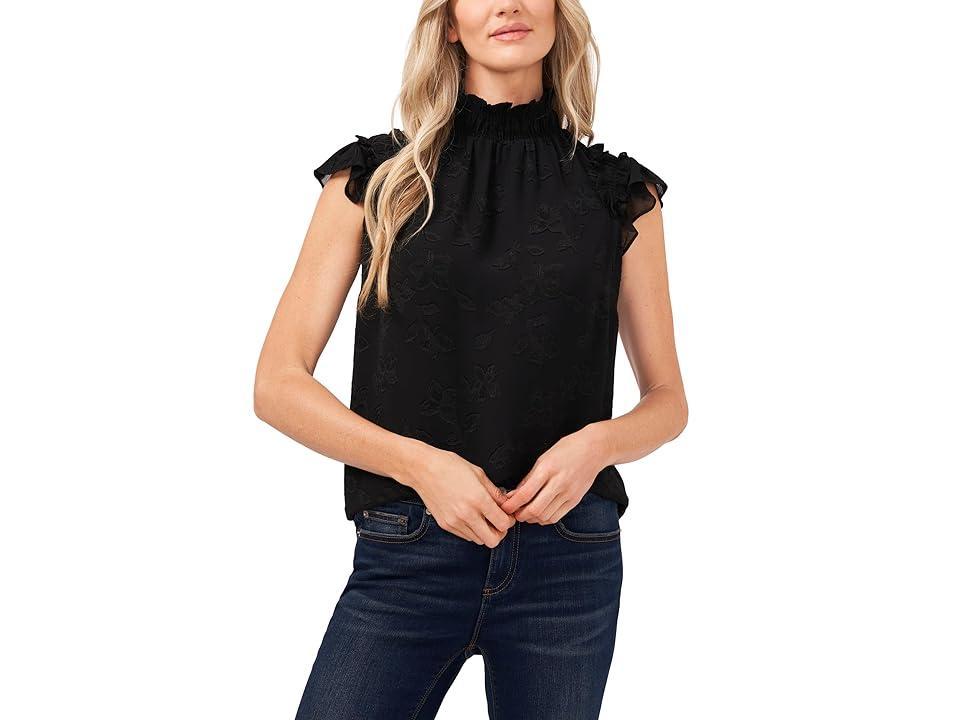 CeCe Flutter Sleeve Mock Neck Blouse (Rich ) Women's Clothing Product Image