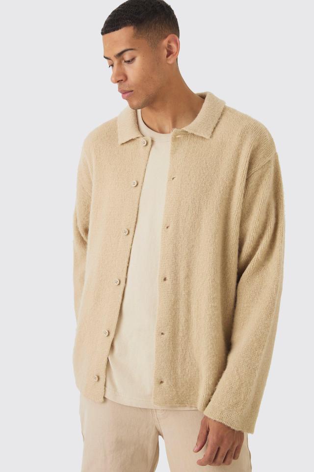 Oversized Brushed Knitted Shirt | boohooMAN USA Product Image