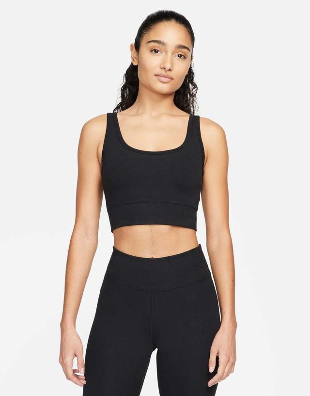 Nike Training Dri-FIT One Luxe ribbed tank top in black Product Image