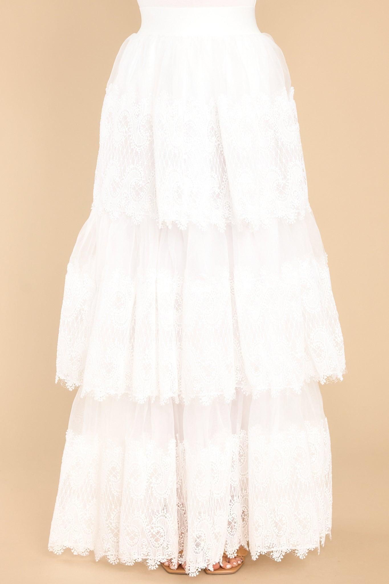 Aura Elegance Above All White Maxi Skirt Product Image