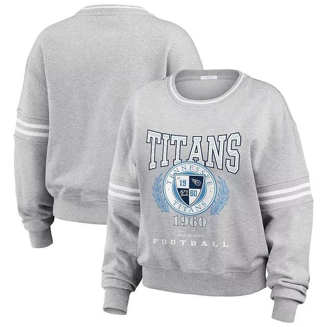 Womens WEAR by Erin Andrews Heather Gray Tennessee Titans Cropped Pullover Sweatshirt Product Image