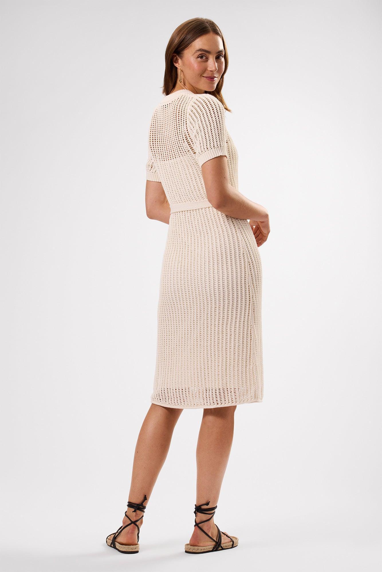 Crochet T Shirt Dress - Ivory Product Image