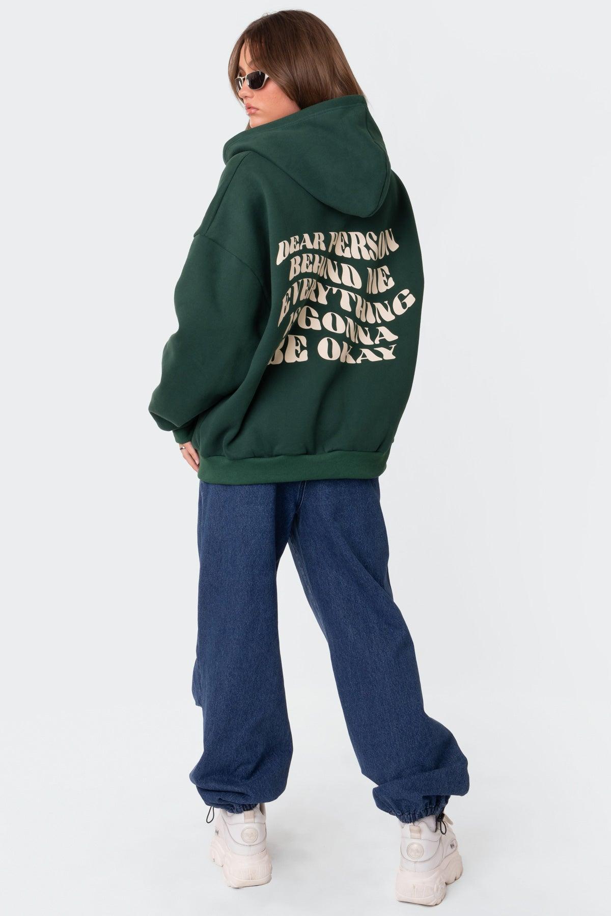 Everything'S Ok Zip Up Oversized Hoodie Product Image