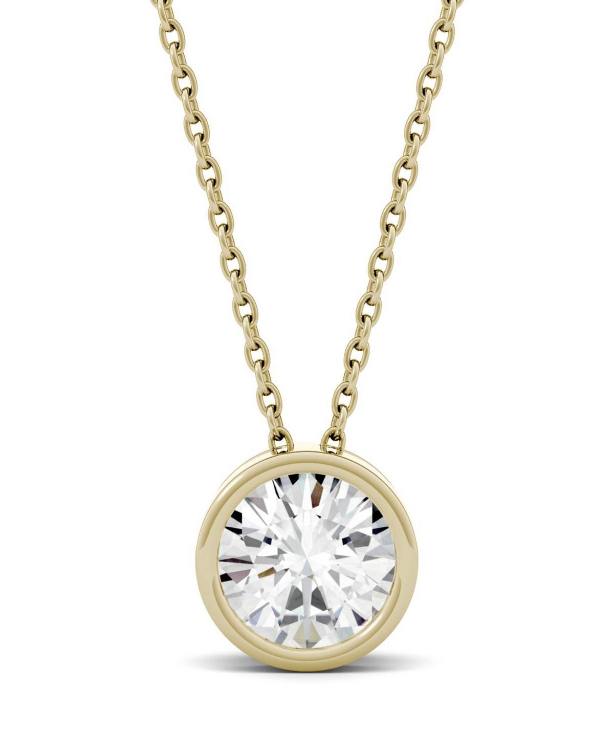 14k Gold 1 Carat T.W. Lab-Created Moissanite Bezel Solitaire Pendant Necklace, Womens, White Product Image