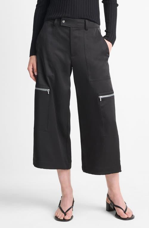 VINCE Satin Parachute Crop Wide Leg Pants In Black Product Image