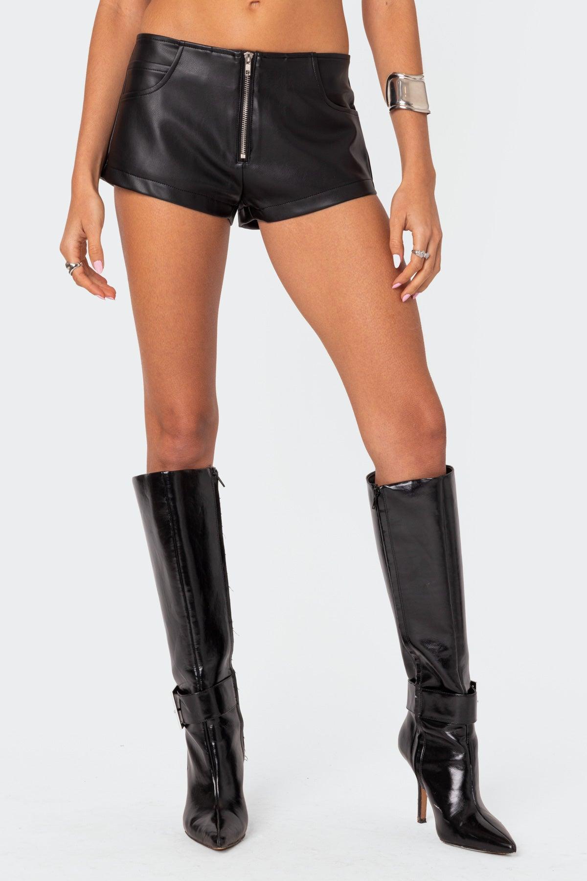 Zippy Faux Leather Micro Shorts Product Image