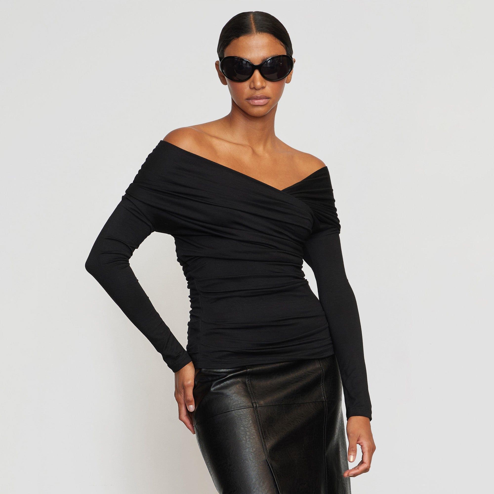 Theresa Ruched Off-Shoulder Long-Sleeve Tee Product Image