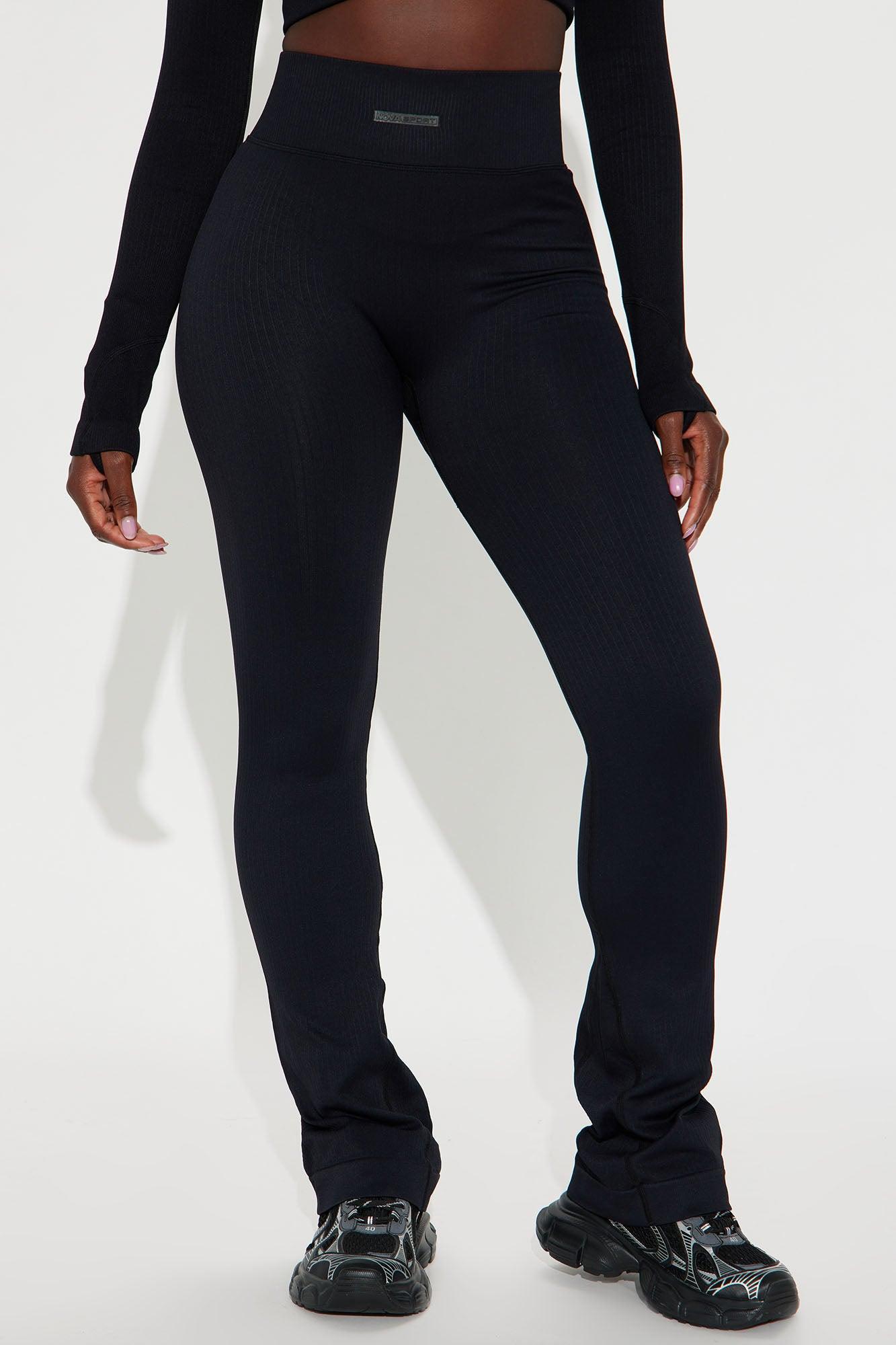 Keep The Momentum Wide Ribbed Active Yoga Pant - Black Product Image