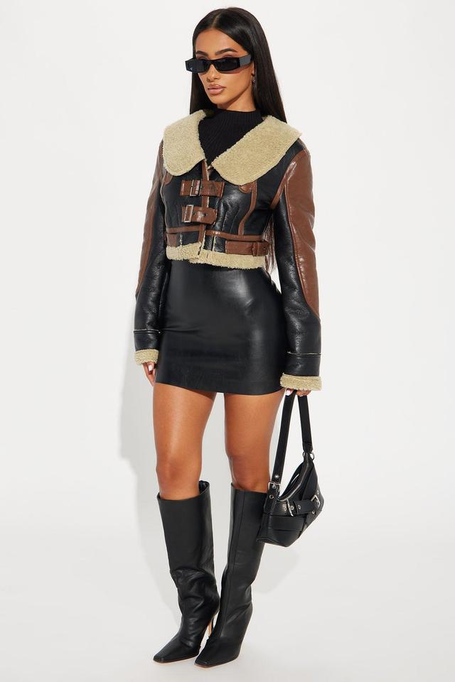 Dialed In Shearling Faux Leather Jacket - Black/combo Product Image