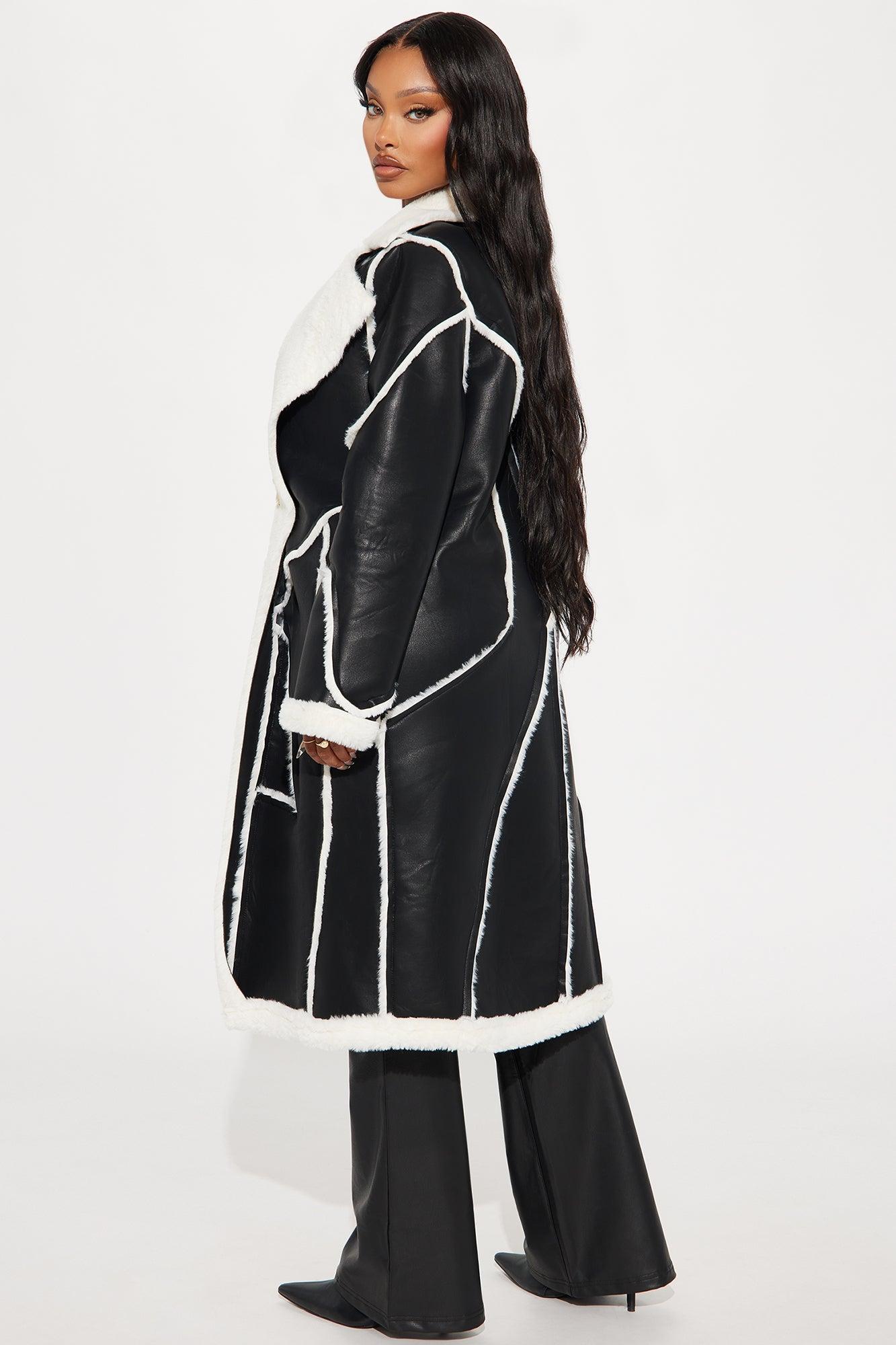 Cause A Scene Faux Leather Trench - Black Product Image