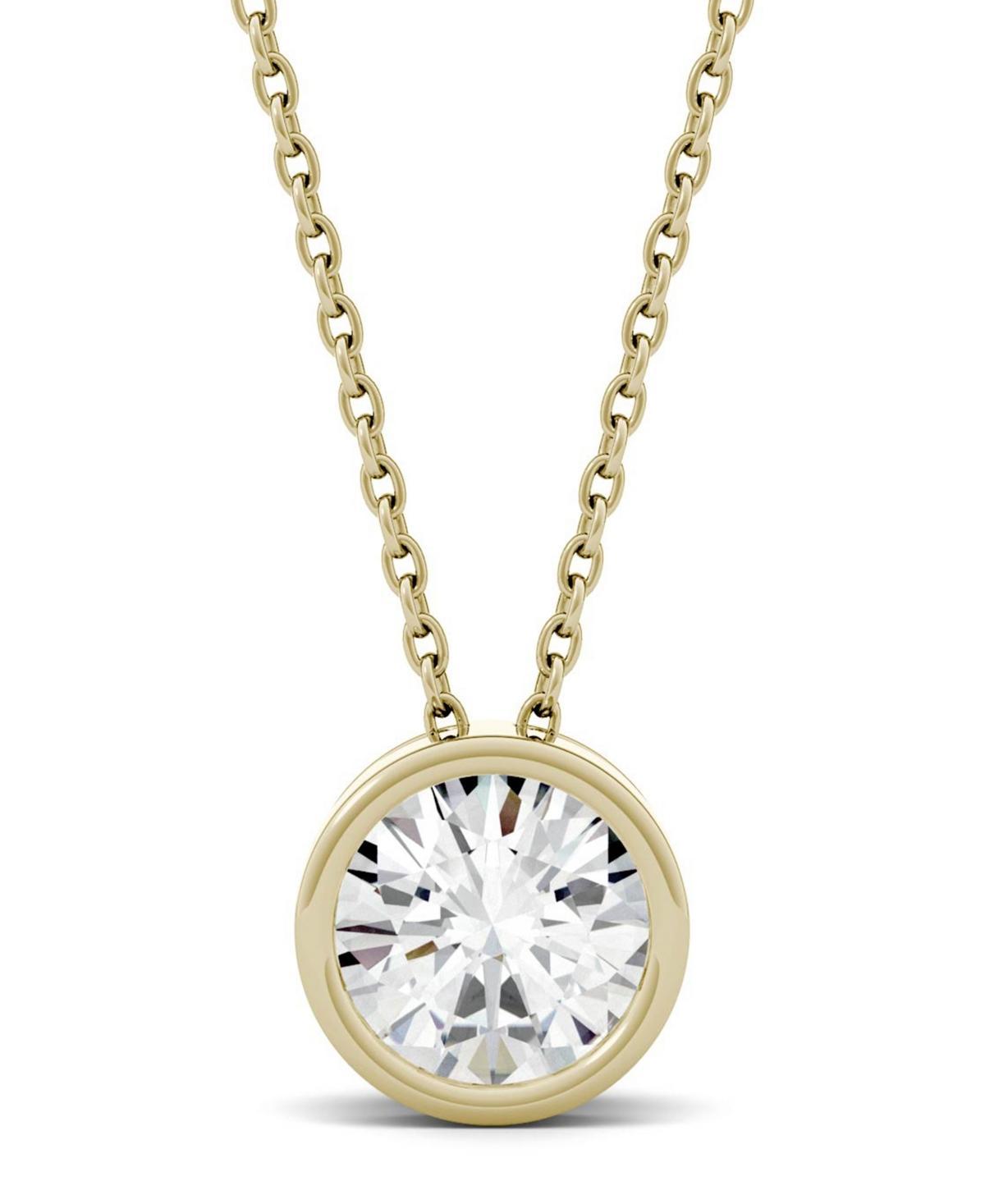 14k Gold 1 Carat T.W. Lab-Created Moissanite Bezel Solitaire Pendant Necklace, Womens, White Product Image