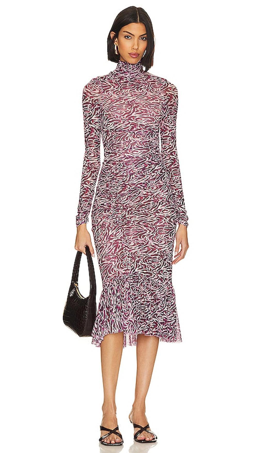 Layla Abstract-print Dress In Dark Plum Multi Product Image