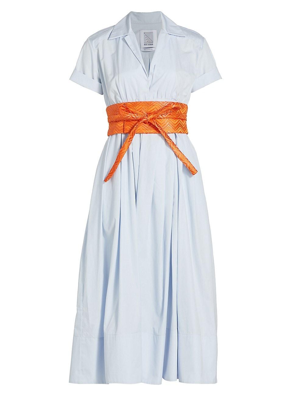 Womens Obi Linen Raffia Belt Shirtdress Product Image