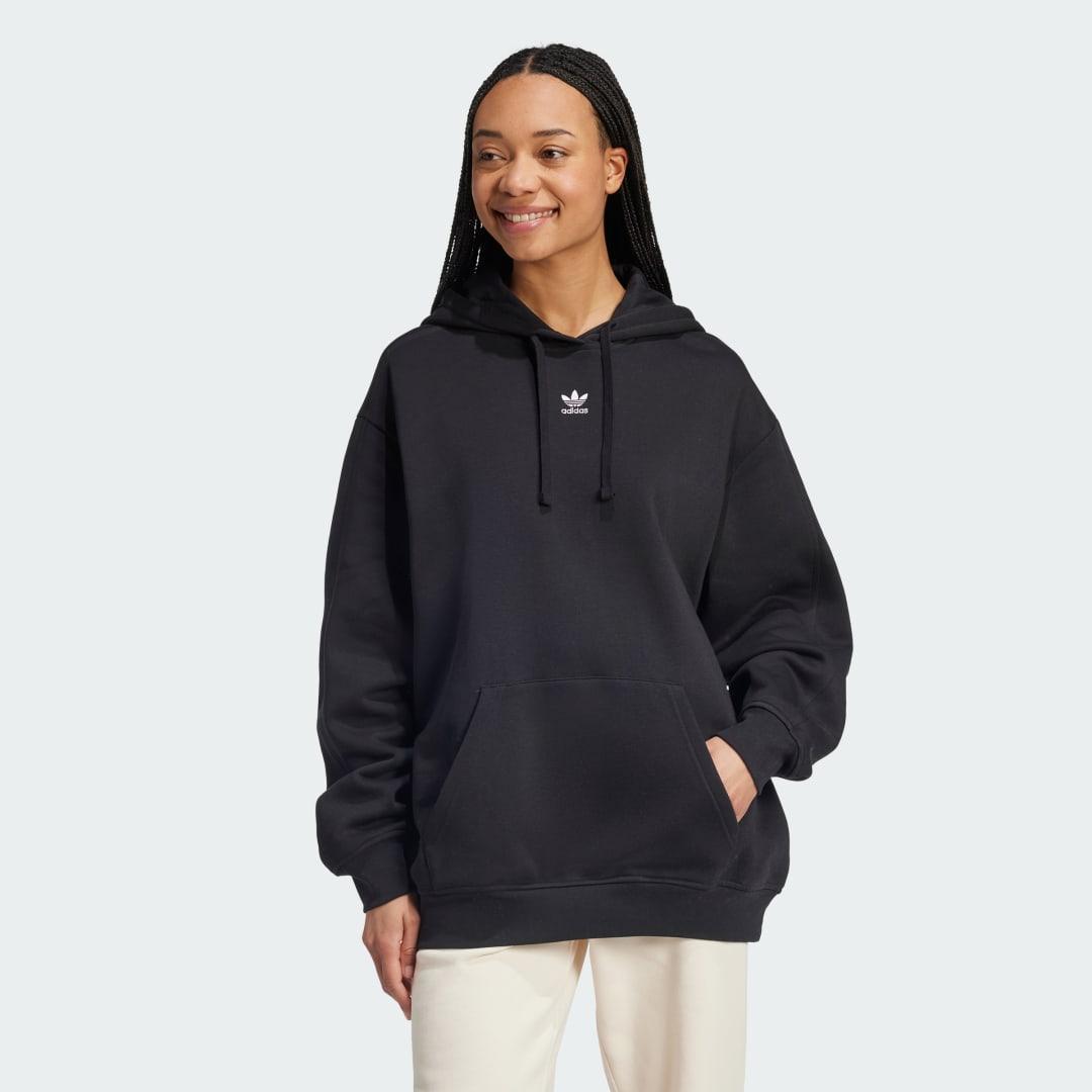 adidas Essentials Oversized Fleece Hoodie Black L Womens Product Image