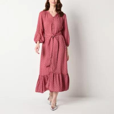 Ryegrass Womens 3/4 Sleeve Dots Maxi Dress product image