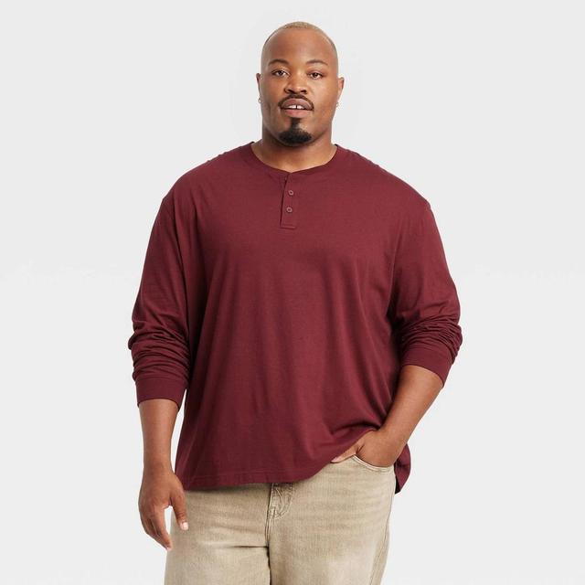 Mens Big & Tall Long Sleeve Henley T-Shirt - Goodfellow & Co Maroon XXLT Product Image