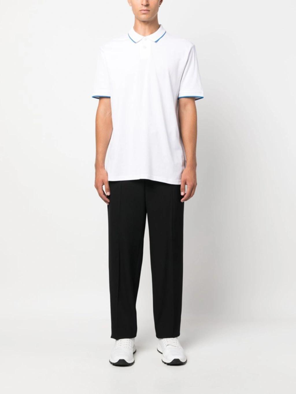 Short-sleeve Cotton Polo Shirt In White Product Image