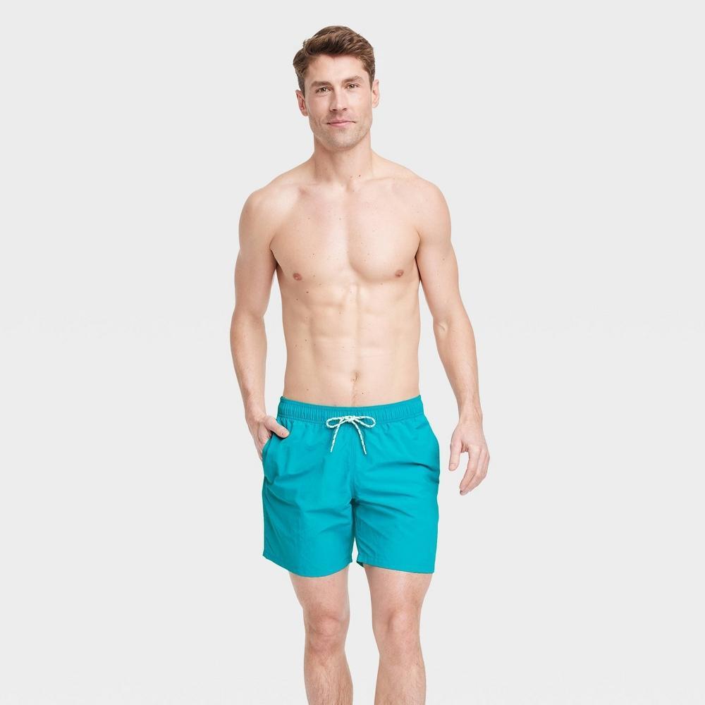 Men's 7" Swim Shorts - Goodfellow & Co™ Aqua Blue M Product Image