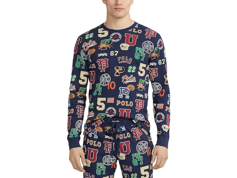 Polo Ralph Lauren Printed Waffle Long Sleeve Crew with All Over Print (Cruise Letterman Toss Print) Men's Pajama Product Image