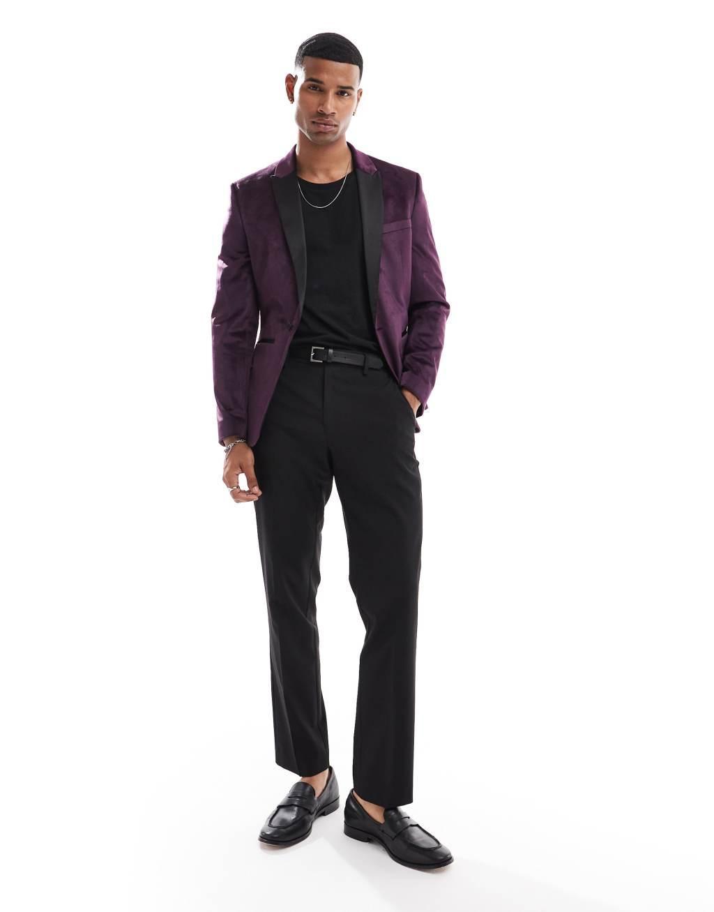 ASOS DESIGN skinny velvet blazer Product Image