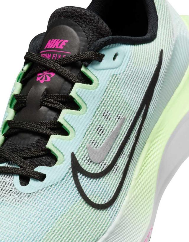 Nike Running Zoom Fly 5 sneakers in light blue and green Product Image