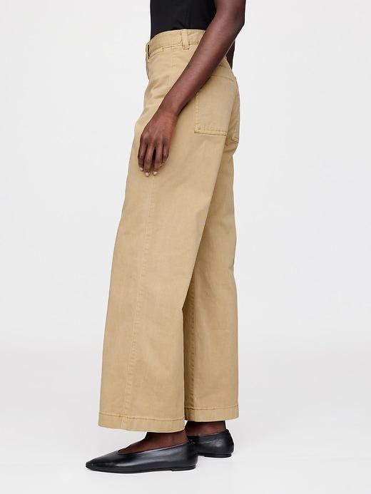 High Rise Stride Wide-Leg Ankle Khakis Product Image