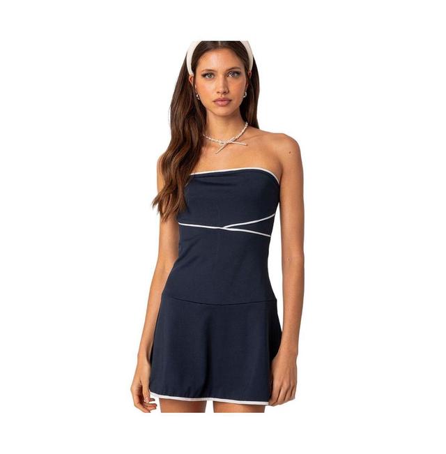 EDIKTED Freya Contrast Trim Strapless Minidress Product Image