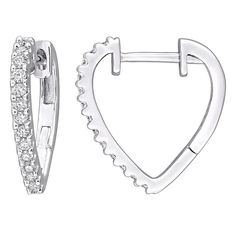 Stella Grace Sterling Silver 1/3 Carat T.W. Lab-Created Moissanite Heart Hoop Earrings, Womens Product Image