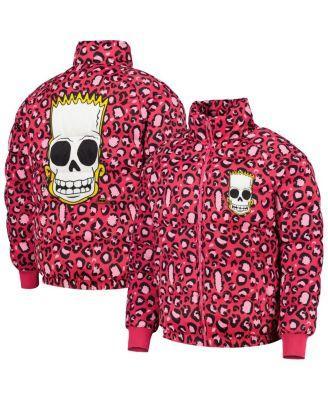 Mens Freeze Max Pink The Simpsons Bart Leopard Print Raglan Full-Zip Puffer Jacket Product Image