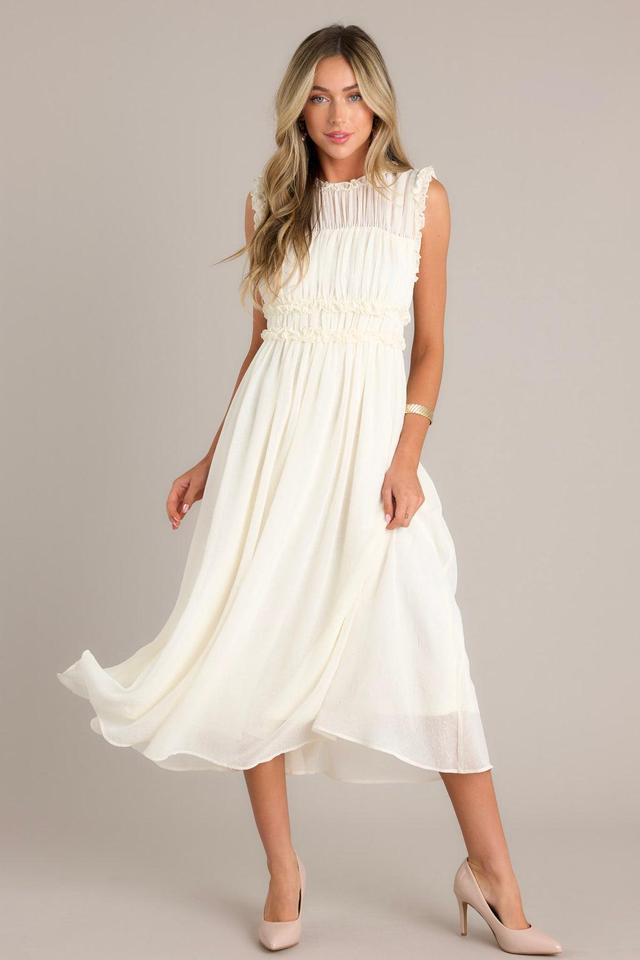 Graceful Gathering Ivory Sleeveless Midi Dress Product Image