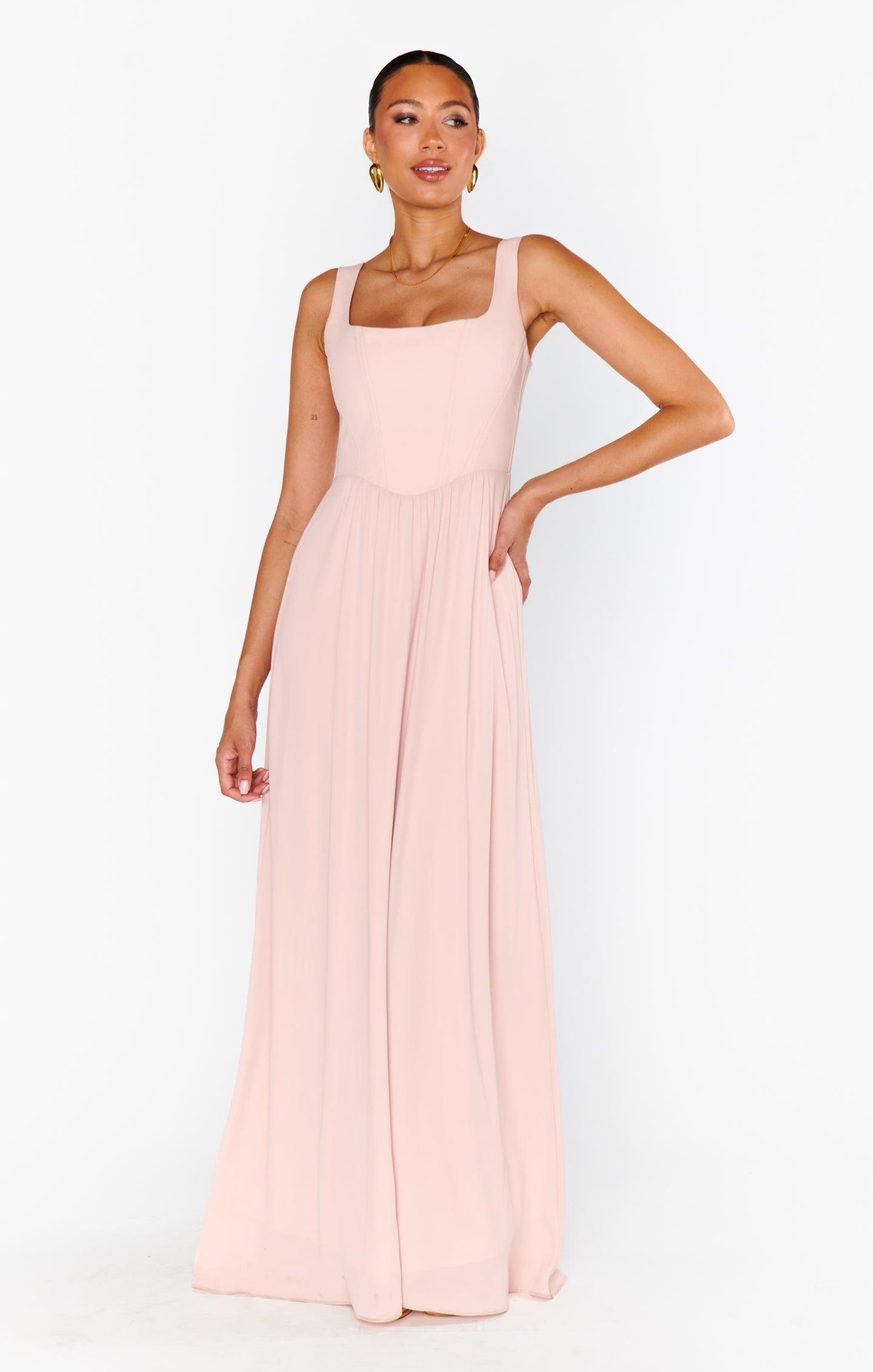 Nina Maxi Dress ~ Dusty Blush Crisp Product Image