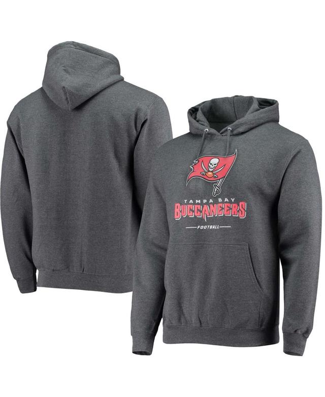 Mens Fanatics Branded Heather Charcoal Tampa Bay Buccaneers Logo Team Lockup Fitted Pullover Hoodie Product Image