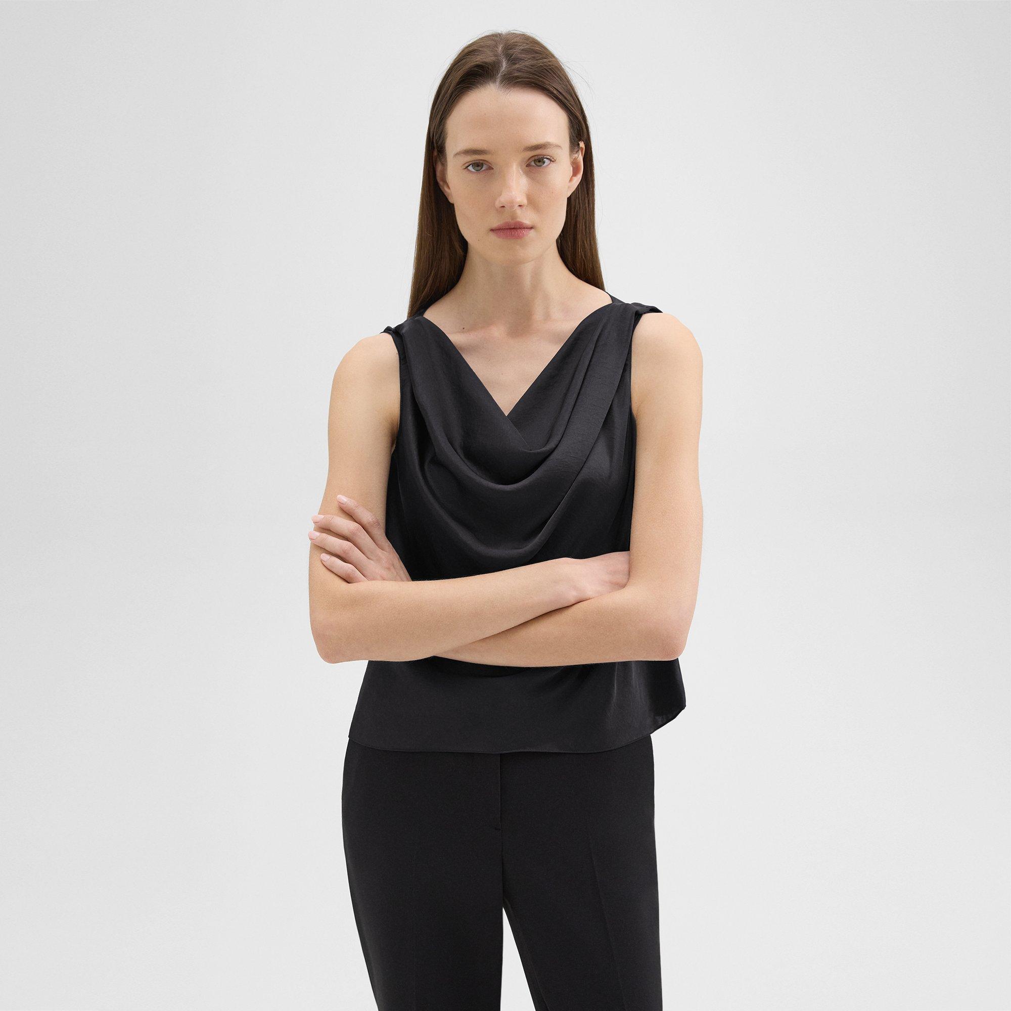 Crushed Satin Cowl Neck Top | Theory Product Image