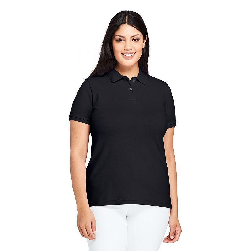 Lands End Plus Size Mesh Cotton Short Sleeve Polo Shirt Product Image